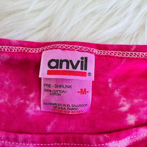 Vintage 90s Hummingbird Tie Dye Floral Palm Springs Graphic Tee - Picture 3 of 3